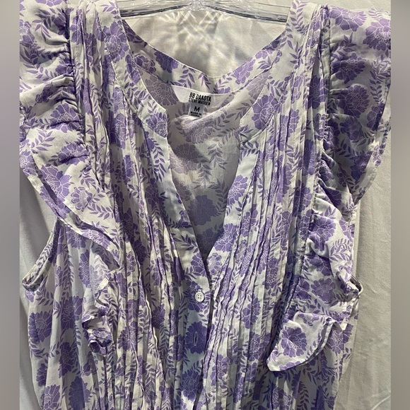 BB Dakota x Steve Madden Ruffled Fit & Flare Mariposa Dress Purple Floral Dress - Picture 6 of 6